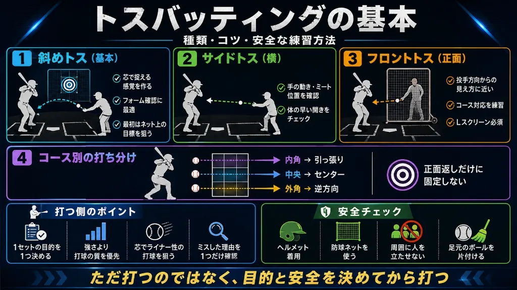 トスバッティングの種類と打つ側・投げる側の基本ポイント