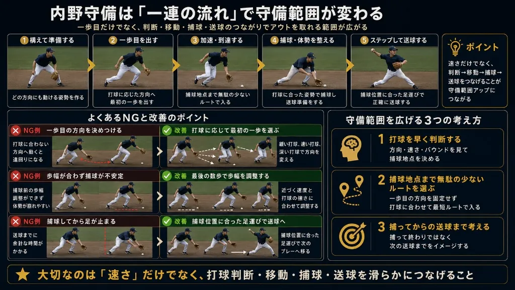 内野守備は「一連の流れ」で守備範囲が変わる