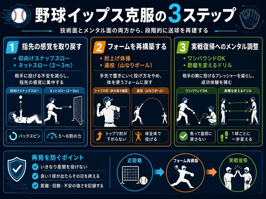 野球イップス克服の3ステップまとめ
