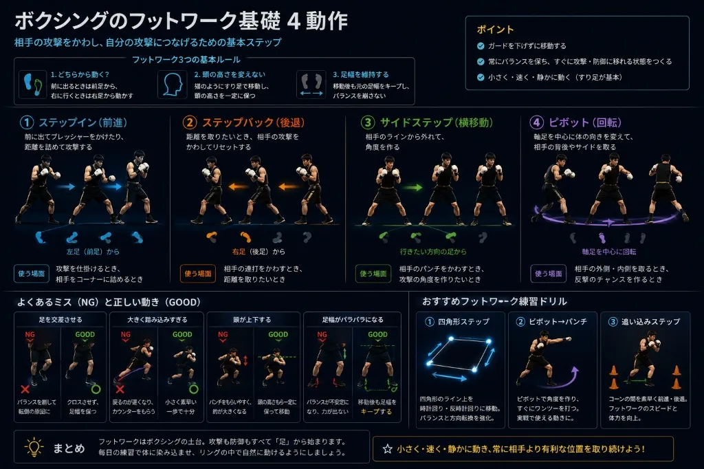 ボクシングのフットワーク基礎まとめ