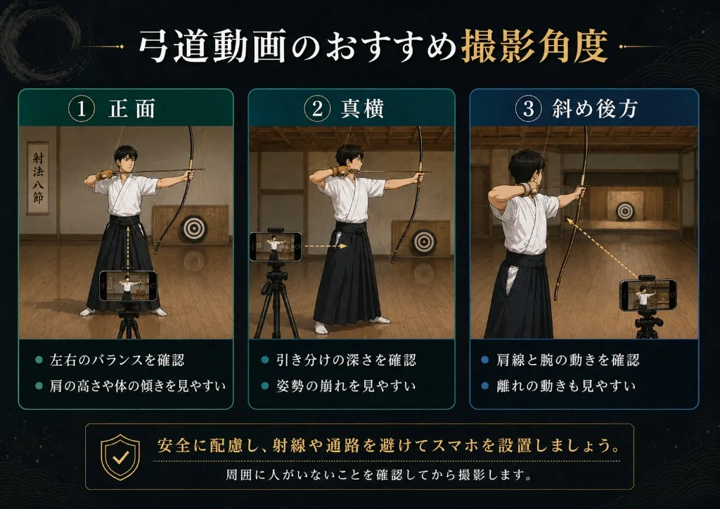 弓道動画のおすすめ撮影角度