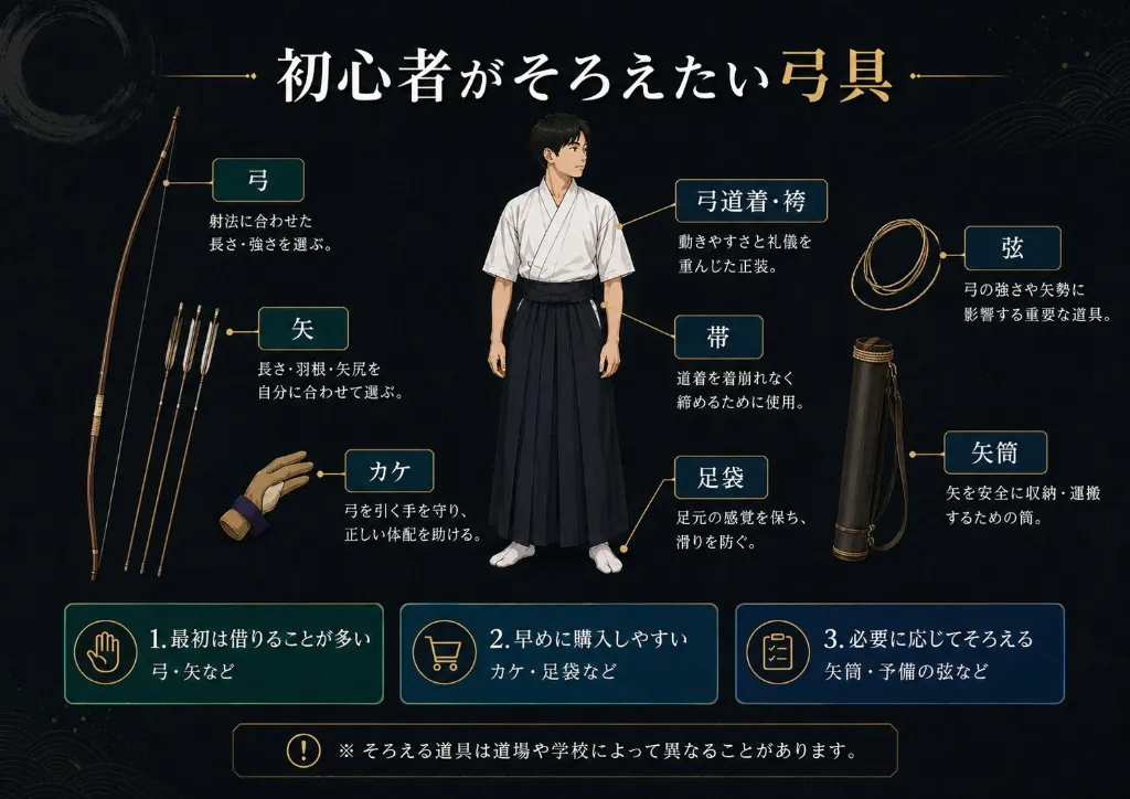初心者がそろえたい弓具