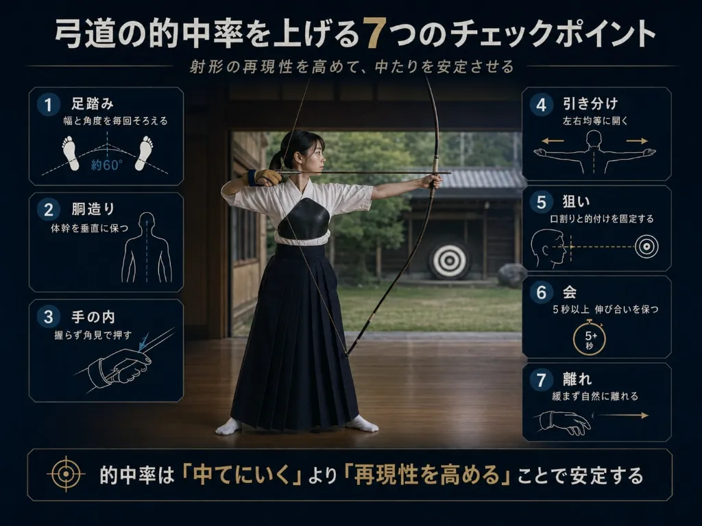 弓道の的中率を上げる7つのチェックポイント