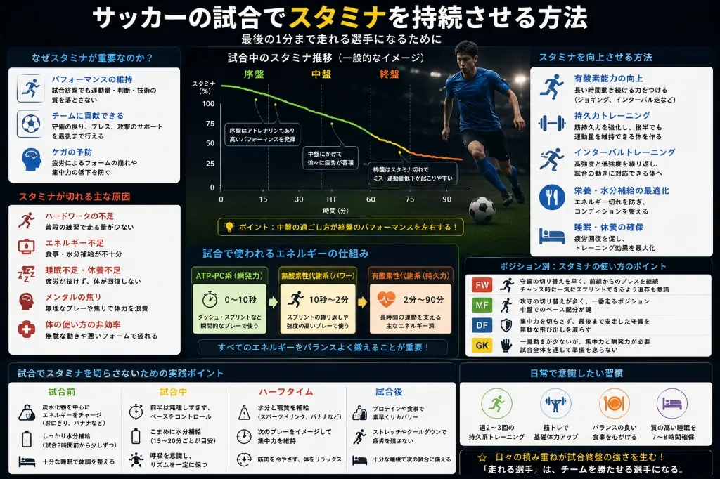 サッカーの試合でスタミナを持続させる方法