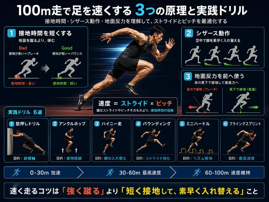 陸上短距離(100m)で足を速くする方法まとめ