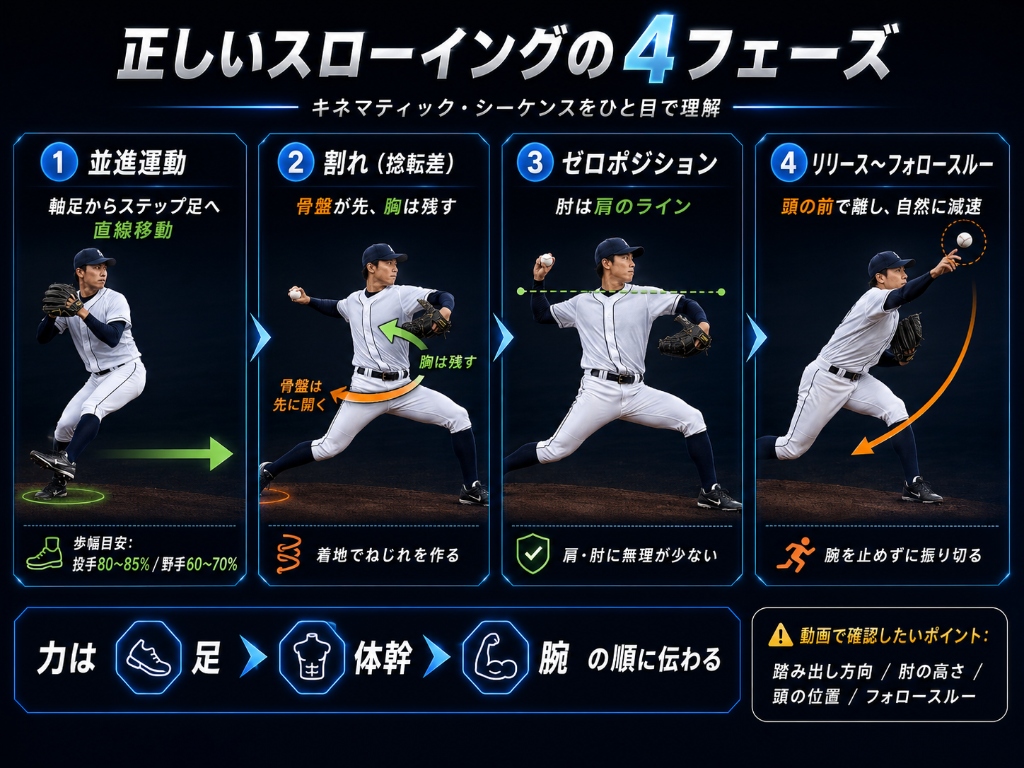 正しいスローイングの4フェーズ