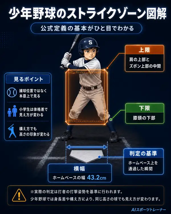 少年野球のストライクゾーン図解